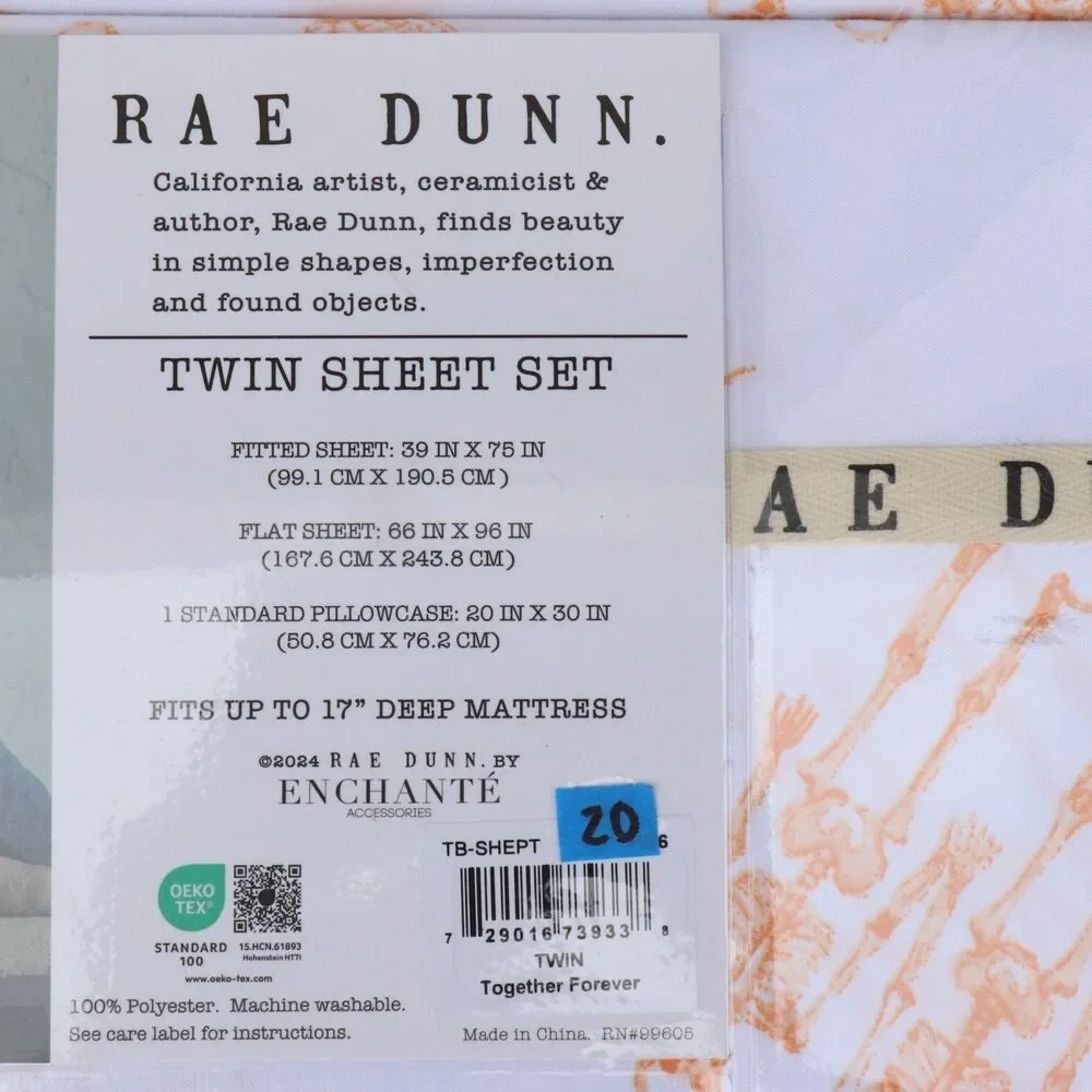 Rae Dunn Halloween Twin Sheet Set Skeletons